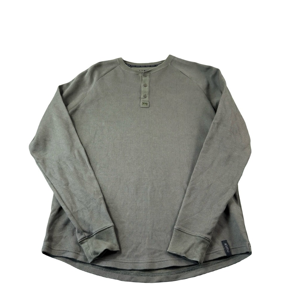 Kuiu Green Thermal Waffle Knit Mens Long Sleeve Henley Shirt Size Medium